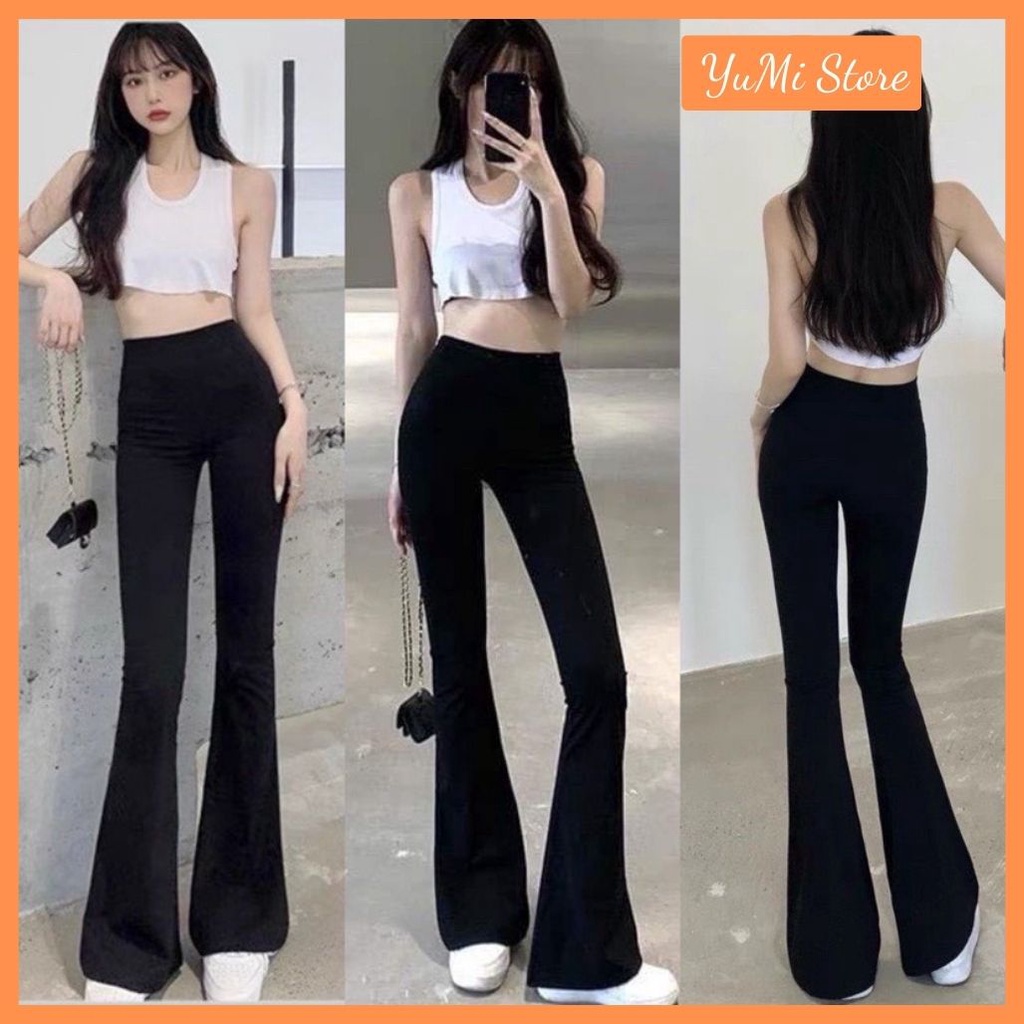 Quần Ống Loe Nữ Cạp Cao Dáng Dài, Quần Legging Nữ Ôm Ống Loe Nên From Xinh Tôn Dáng YuMi official store Mã 24