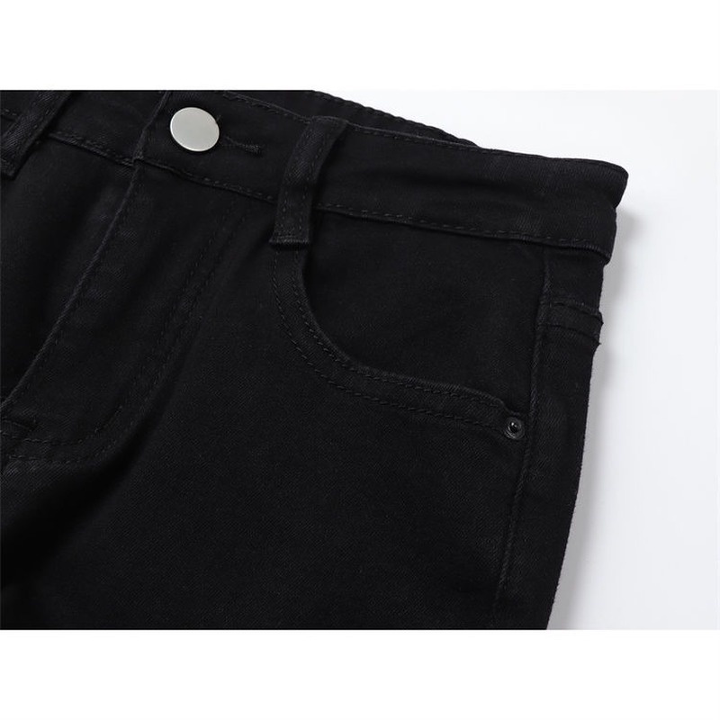 Quần Jeans Đen Lưng Cao Ống Rộng Phong Cách Hàn Quốc Cho Nữ