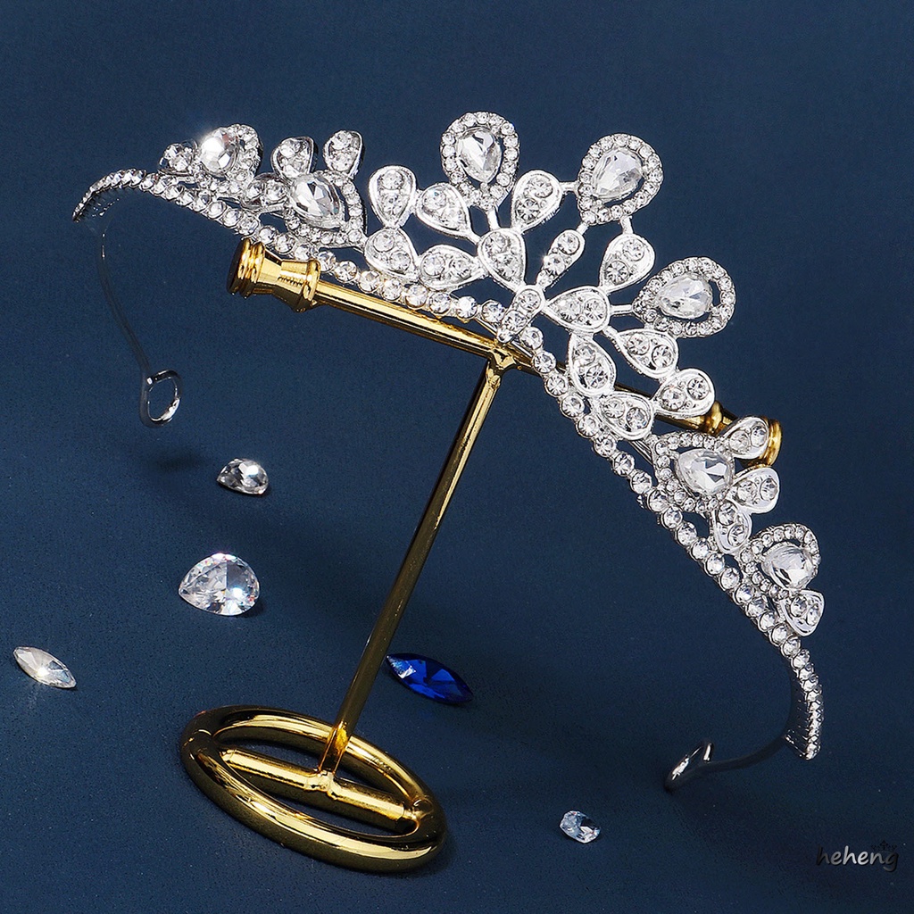 1 Băng Đô Cài Tóc Hình Vương Miện Có Đính Đá Cho Cô Dâu