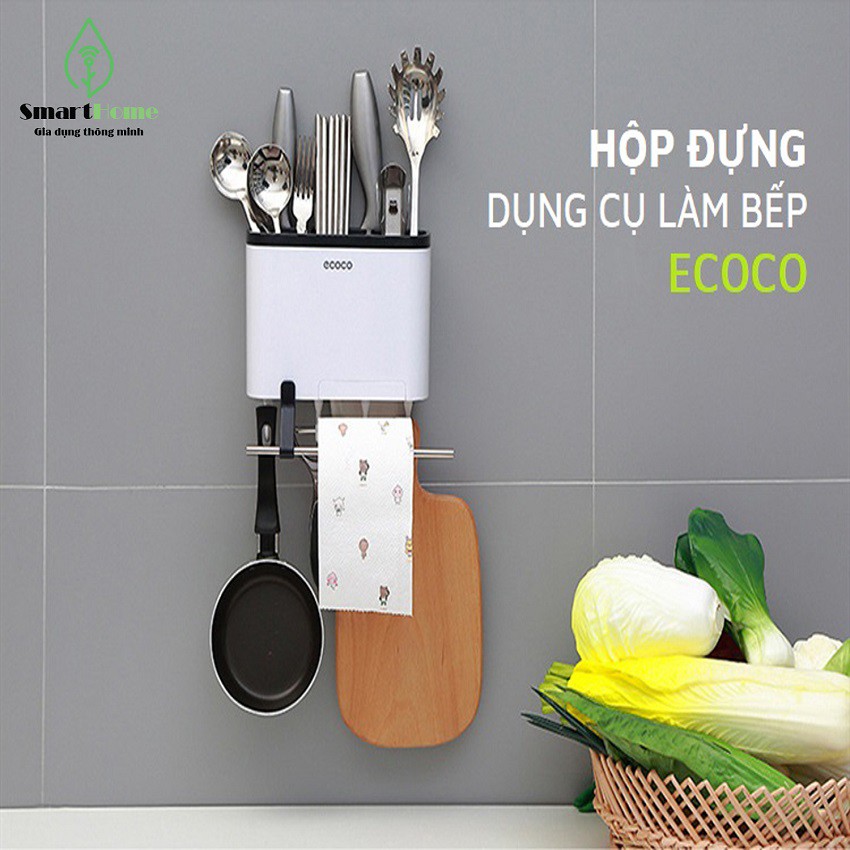 FREESHIPHộp Đựng Đũa Thìa Đồ Nhà Bếp Ecoco E1801, Kệ Đựng Muỗng Thông Minh, Đa Năng, Tiện Lợi, Chất Liệu ABS Cao Cấp