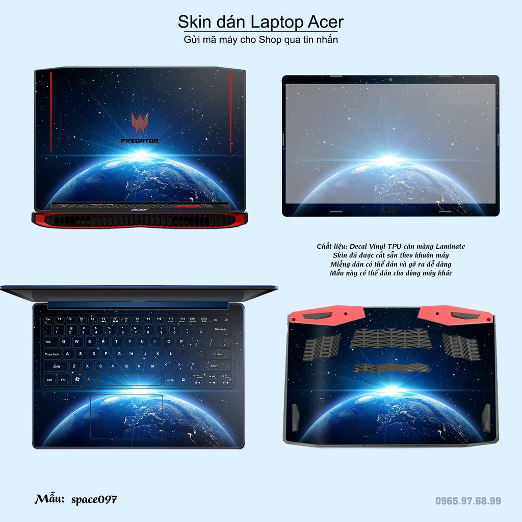 Skin dán Laptop Acer in hình không gian nhiều mẫu 17 (inbox mã máy cho Shop)
