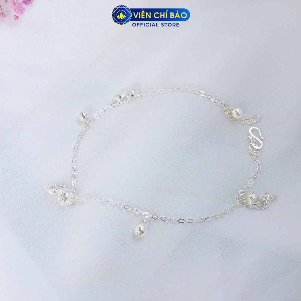 Lắc chân bạc nữ hồ ly mix đá tròn chất liệu bạc S925 thời trang phụ kiện trang sức nữ Viễn Chí Bảo L500028