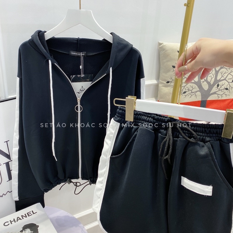 [ 𝐅𝐑𝐄𝐄 𝐒𝐇𝐈𝐏 ]  SÉT BỘ THỂ THAO PHỐI SỌC, CHẤT LIỆU DA CÁ CÓ DƯ Ạ