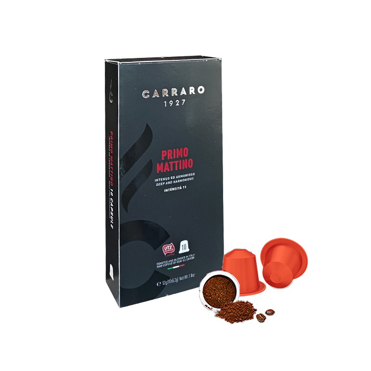 COMBO 5 Hộp Cà phê viên nén Capsule Italy Nespresso Primo Mattino - Nhập khẩu chính hãng 100% từ thương hiệu Carraro, Ý