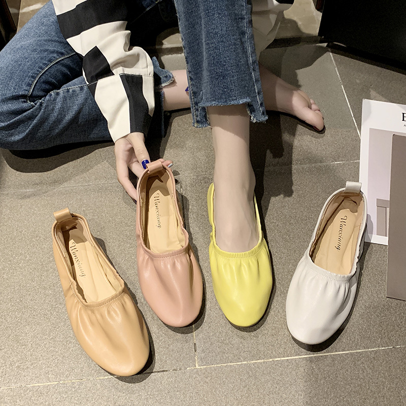 Giày lười đế bệt màu trơn thiết kế thoải mái dành cho nghệ sĩ múa ba lê/y tá/phụ nữ mang thai