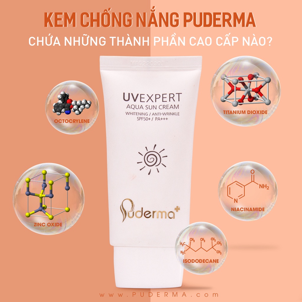 Kem Chống Nắng Hàn Quốc Puderma Spf50 Dưỡng Ẩm Trắng Da, Bảo Vệ Da Trước Tác Hại Của Các Tia Uv Từ Ánh Nắng Mặt Trời