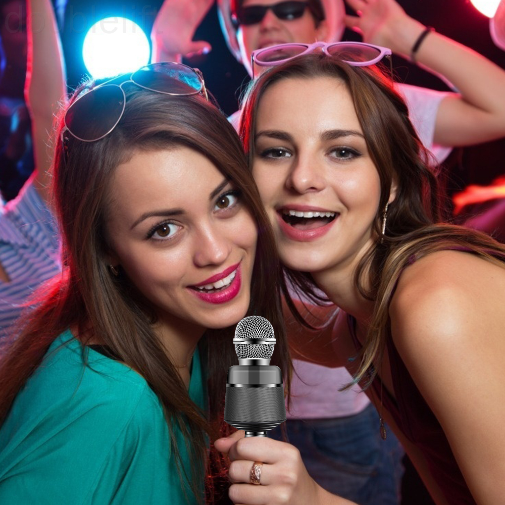 Bộ Micro Hát Karaoke Không Dây Có Đèn Led Kết Nối Bluetooth V5.0