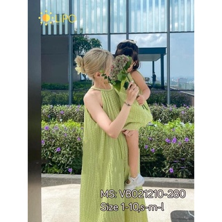 Váy đầm yếm maxi đôi cho mẹ và bé đi biển cổ đan VB021