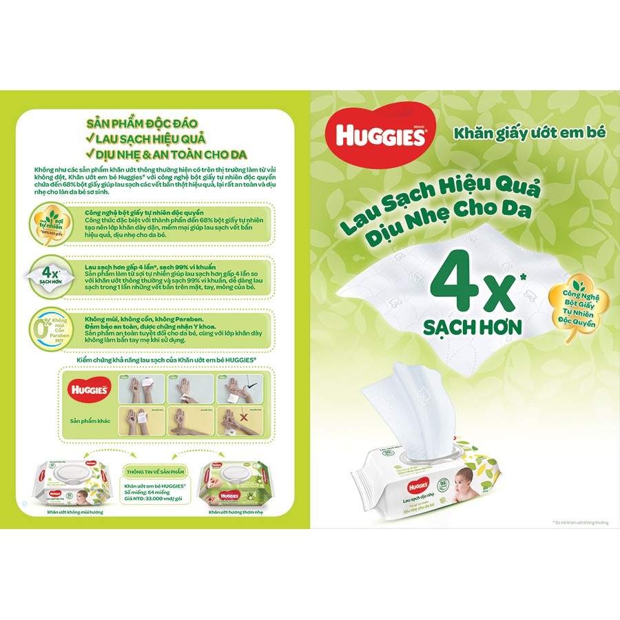 Khăn Ướt Sơ Sinh Huggies (64 Tờ)