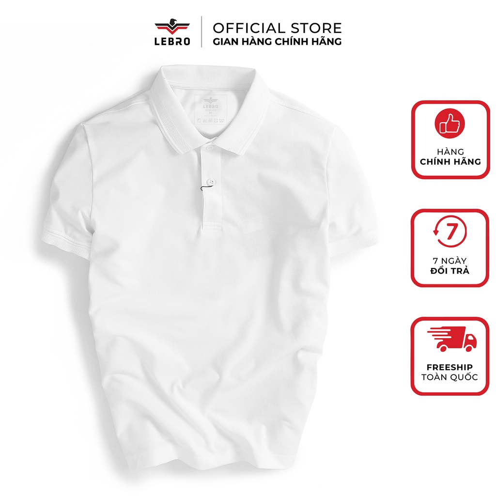 Áo polo nam LEBRO chất liệu CVC cao cấp màu trơn thấm hút nhanh co giãn tốt bền màu kiểu dáng slimfit L122APL005
