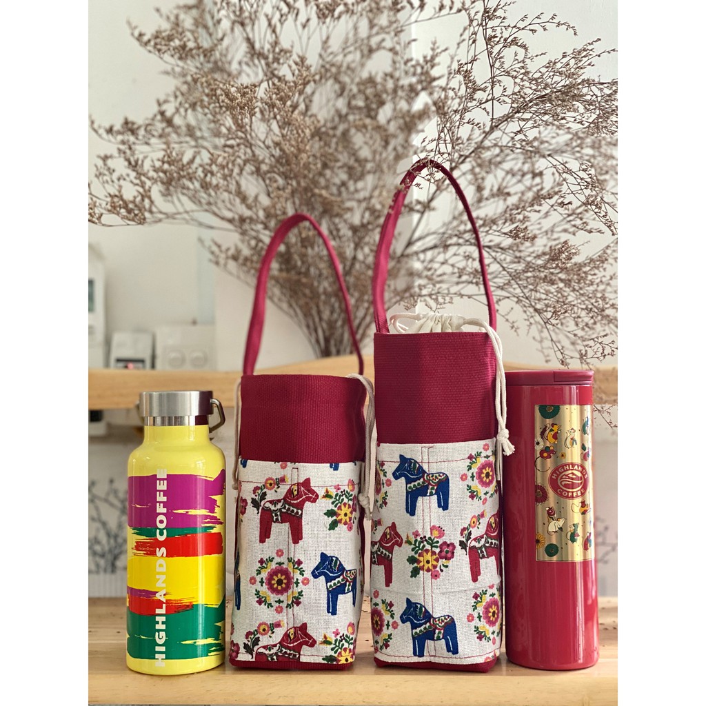 Túi vải CANVAS đựng bình giữ nhiệt/ly giữ nhiệt/bình nước thiết kế độc quyền, tự may HANDMADE 100%!!!