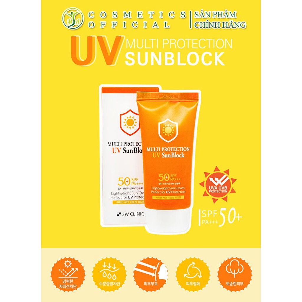 [CHÍNH HÃNG] Kem chống nắng 3W Clinic Multi Protection UV Sunblock Cream - Nhập Khẩu Hàn Quốc