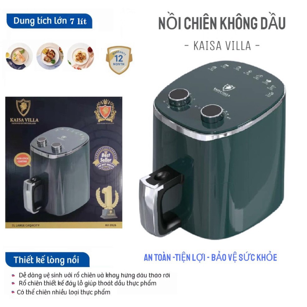 Nồi chiên không dầu 7 lít kaisa villa kv-9926 tiện lợi bảo hành 1 năm [Anh nhật]