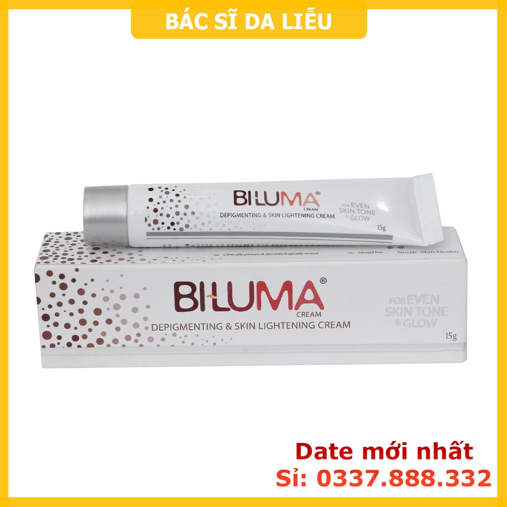 Kem Biluma (15g) arbutin và kojic acid, dưỡng trắng sáng da, giảm mờ thâm nám (Demelan, Triluma, Aret)