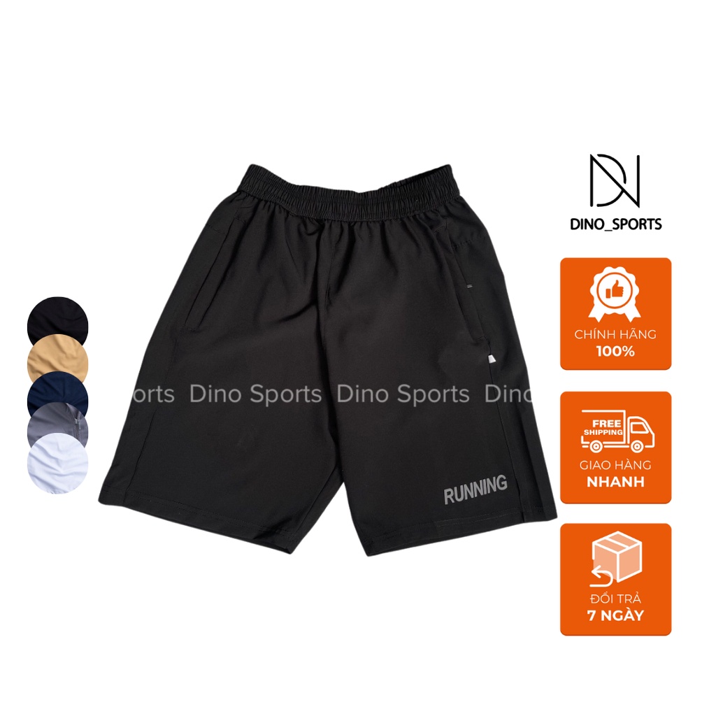Quần đùi nam in chữ RUNNING quần short nam DINO SPORT dáng thể thao năng động thoáng khí