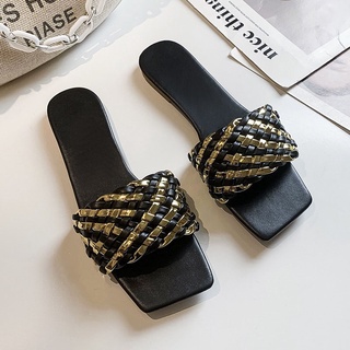 Big Size 35-42 Dép Lê nữ quai ngang Thời Trang màu đen
