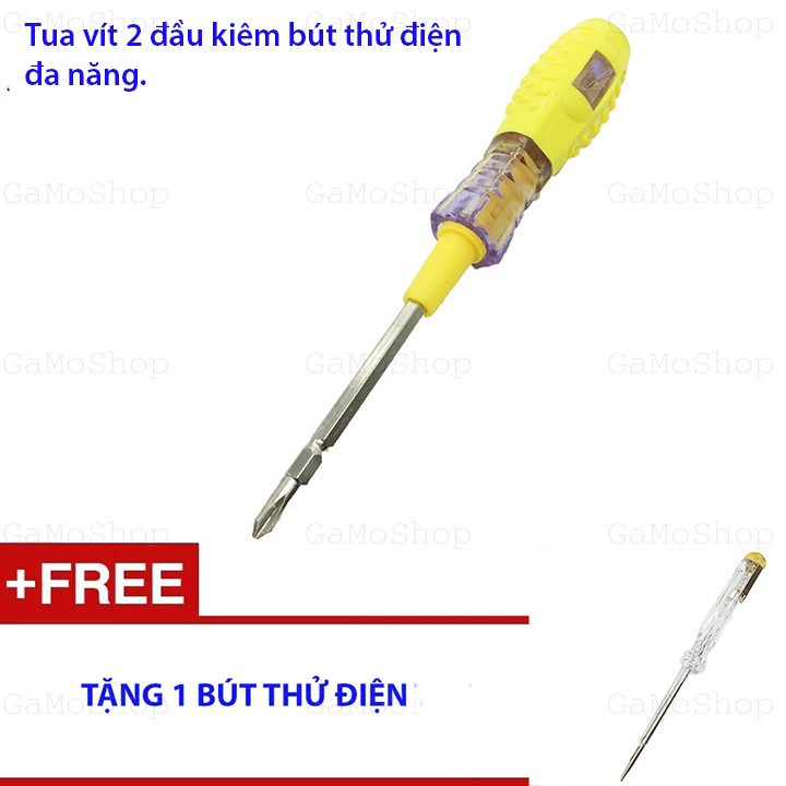 Bút thử điện kiêm tua vít 2 đầu tiện dụng (2 cạnh và 4 cạnh) kc