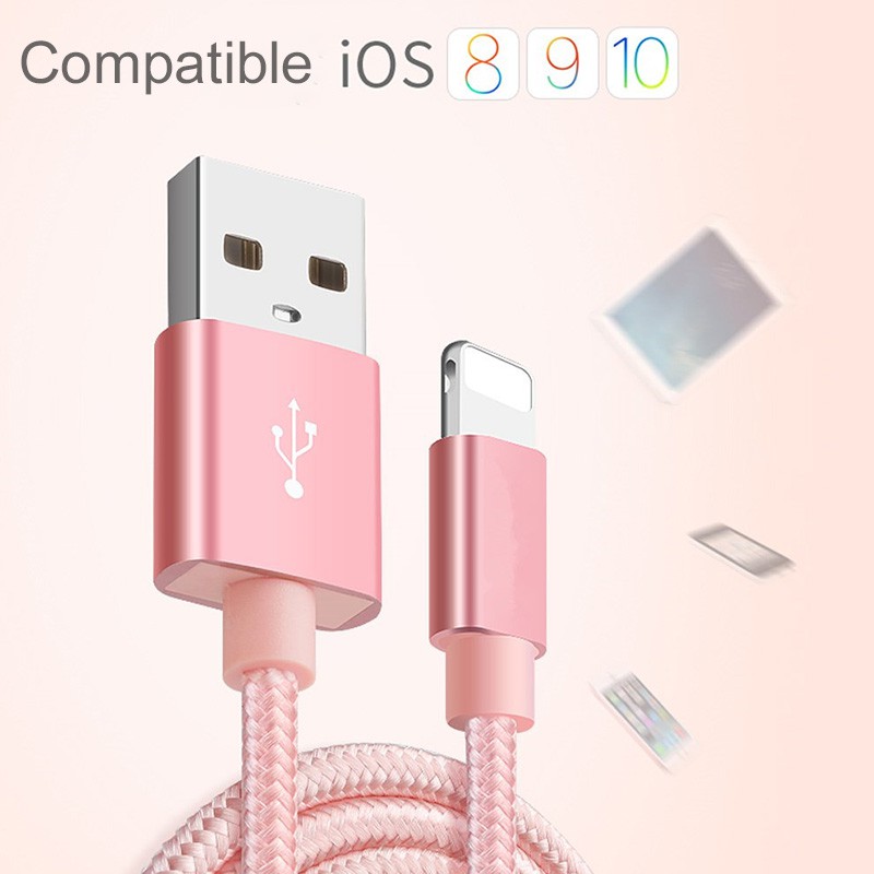 Cáp dữ liệu sạc nhanh USB 8 Pin 1M 2M 3M cho iPhone X 7 6 8 6S 5S Plus XS MAX XR cho iPad Mini IOS