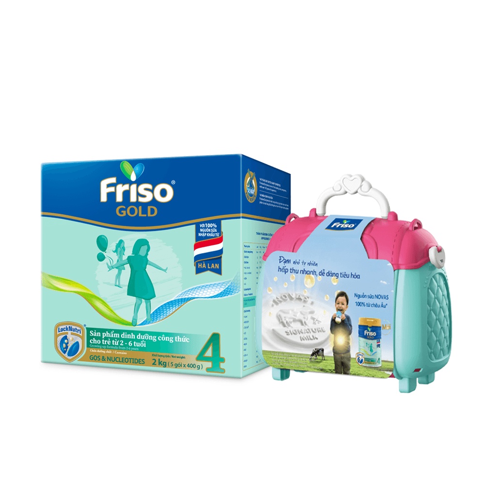 [Tặng bộ đồ chơi trang điểm] Sữa Bột Friso Gold 4 Hộp Giấy 2kg