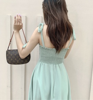 ĐẦM HAI DÂY CỘT NƠ FLOSSY ( GREEN )