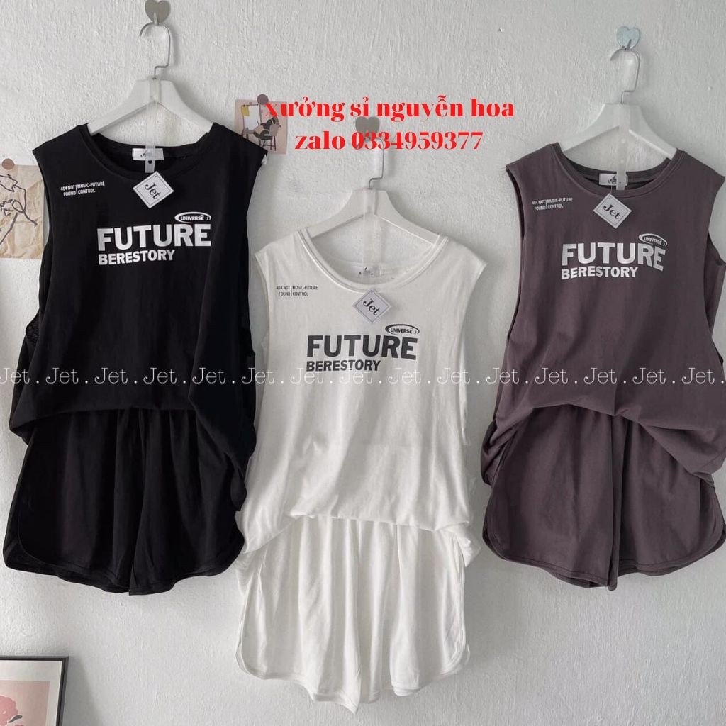 Sét áo tanktop future + quần sooc, bộ 3 lỗ 4 màu xám/nâu/đen/trắng (kèm video/ảnh thật) Xưởng Sỉ Nguyễn Hoa
