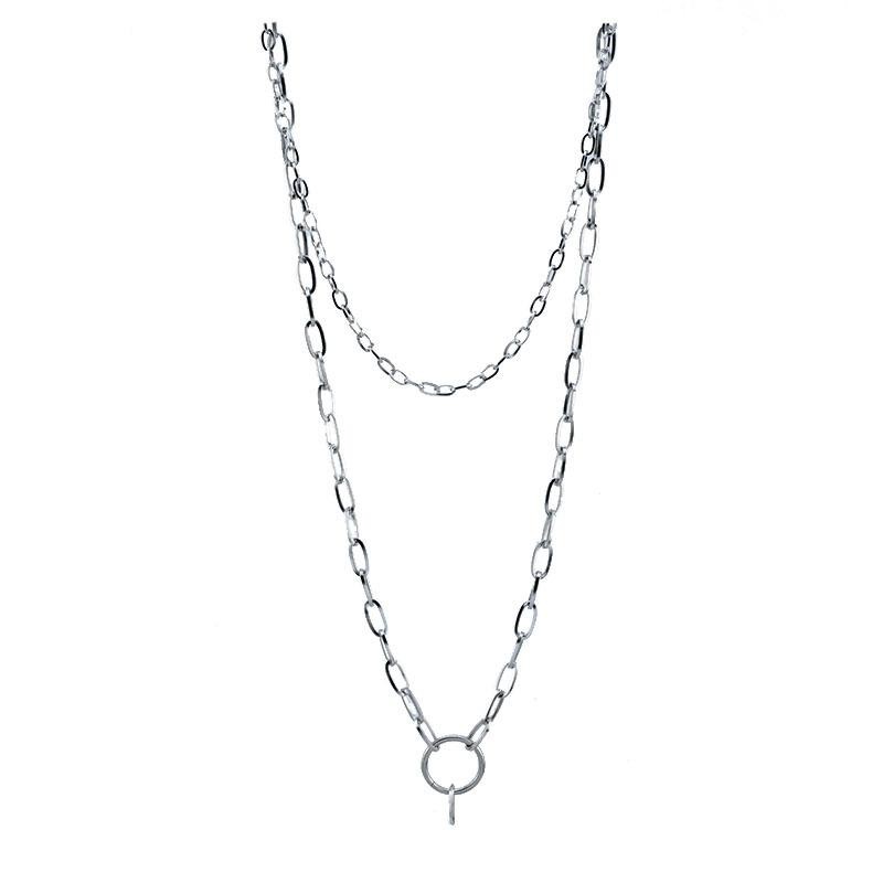 Dây chuyền Vương Nhất Bác vòng cổ xích kết nhẫn tròn phong cách Hàn Quốc Unisex