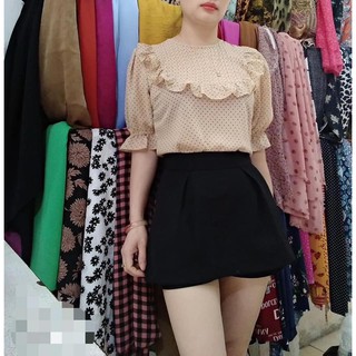 Vải voan chấm bi màu nude còn 1m
