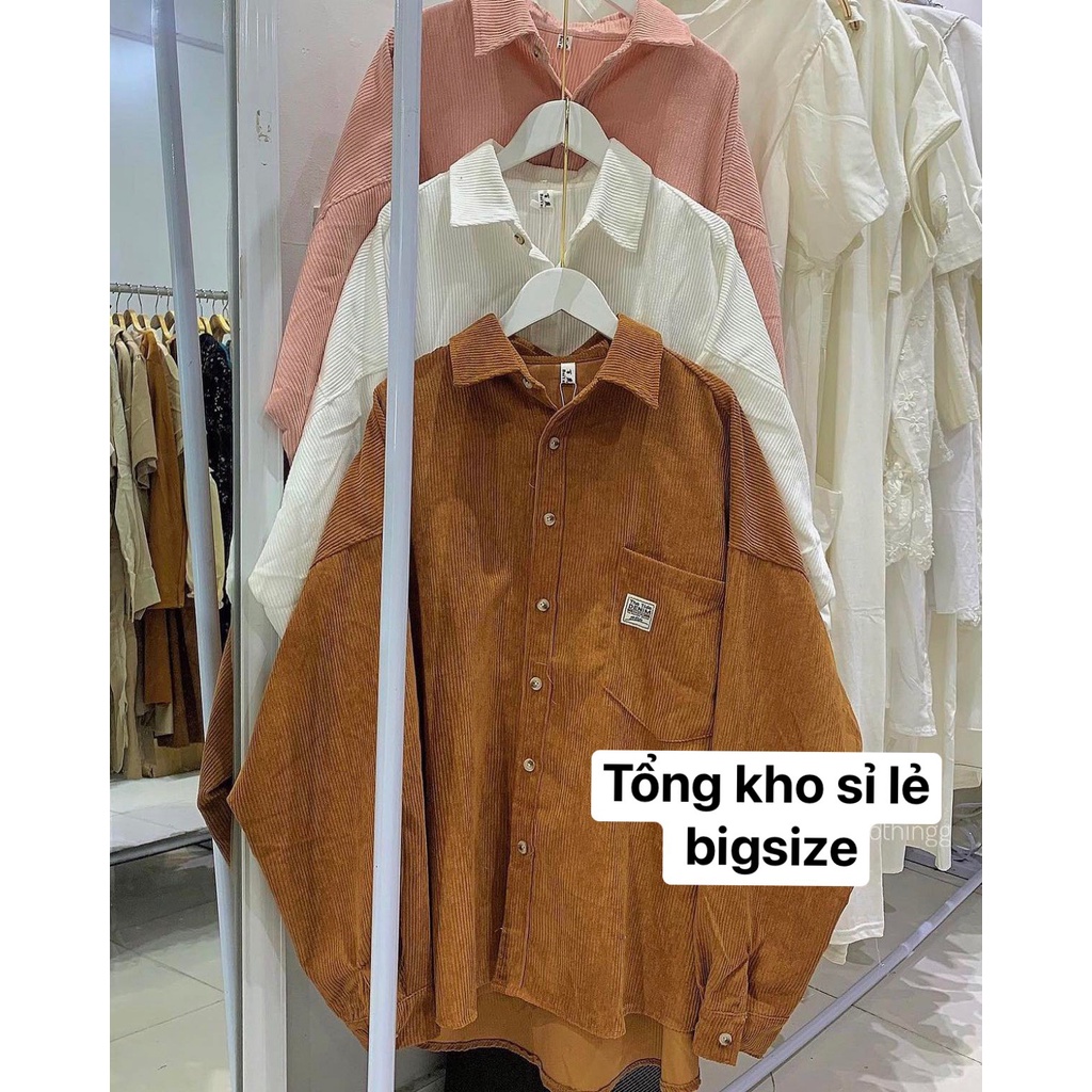 Áo sơ mi nhung 02 nữ bigsize ⚡ FREESIZE V1 120cm ⚡chất nhung tăm mềm mại