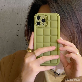 Ốp Điện Thoại Silicon Dẻo Vuông Họa Tiết Kẻ Ô Màu Xanh Lá Sang Trọng Cho iPhone 13 12 11 Pro Max XS XR X Max