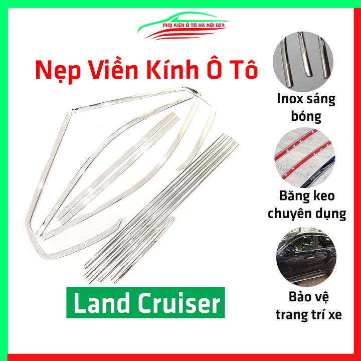 Bộ nẹp viền chân kính cong kính Land Cruiser Inox sáng bóng chuẩn form xe