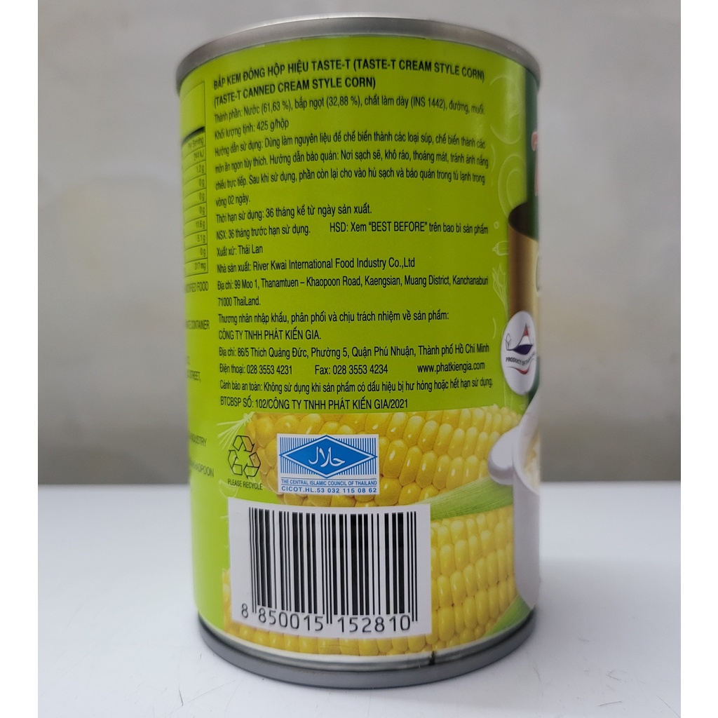 [Hộp 425g] BẮP KEM [Thailand] TASTE-T Cream Style Corn (halal) (pkg)