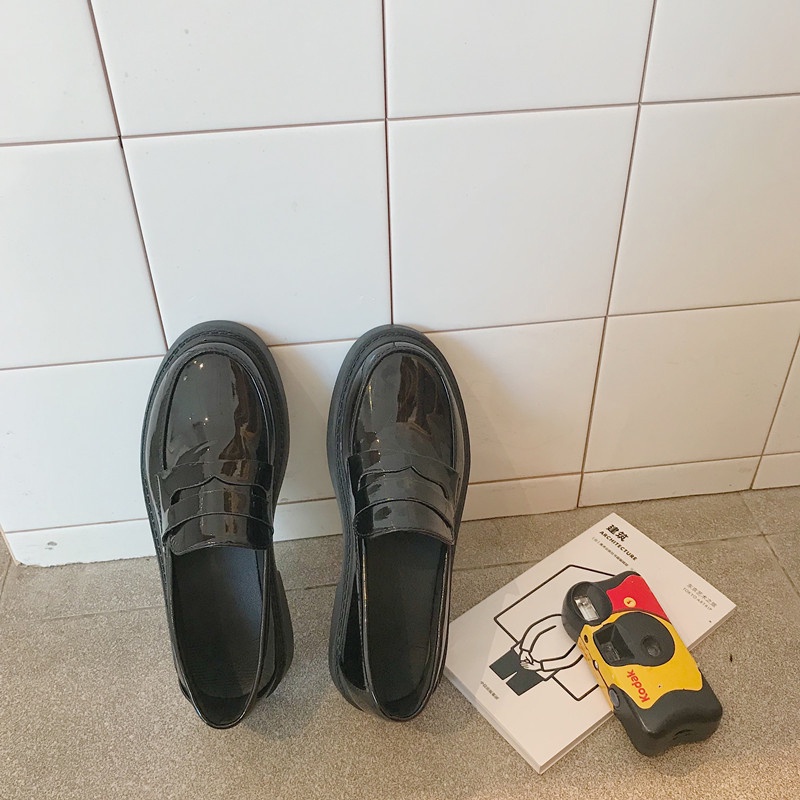 Giày IELGY chất liệu da nhám/ bóng đế bằng phong cách Anh Quốc cho nữ