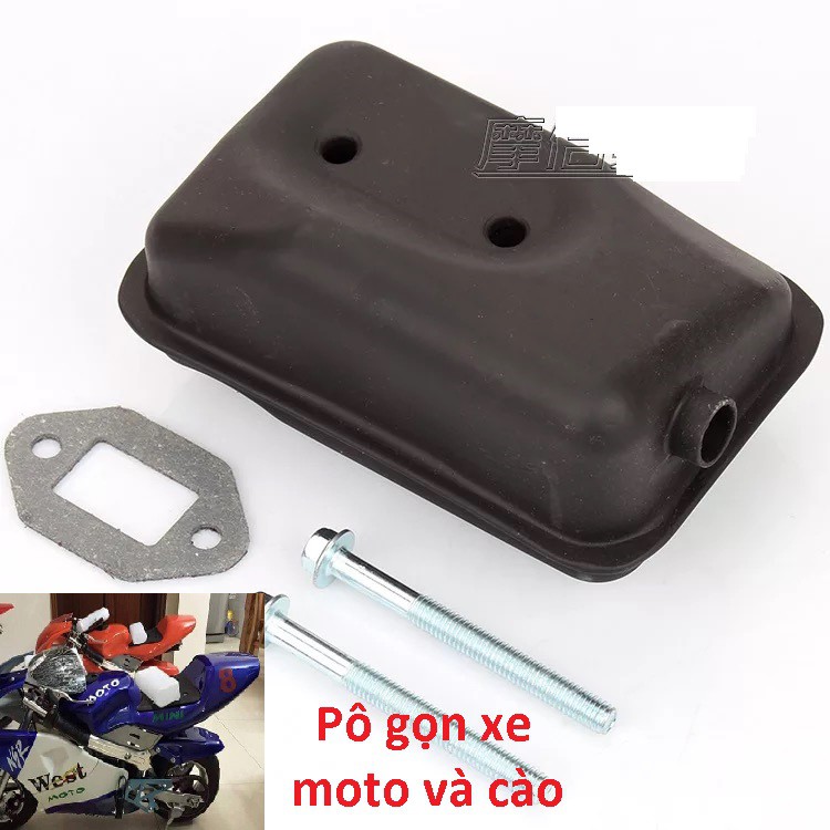 Pô xe cào cào mini, moto mini 50cc, pô vuông