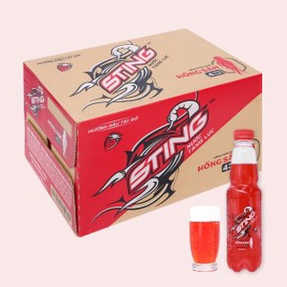 Thùng 24 chai nước tăng lực sting hương dâu chai 330ml / sting dâu hồng sâm chai 330ml
