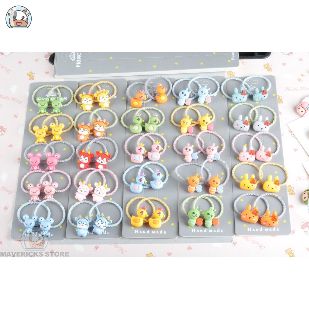 Dây Cột Tóc Co Giãn Họa Tiết Hoạt Hình Phong Cách Hàn Quốc