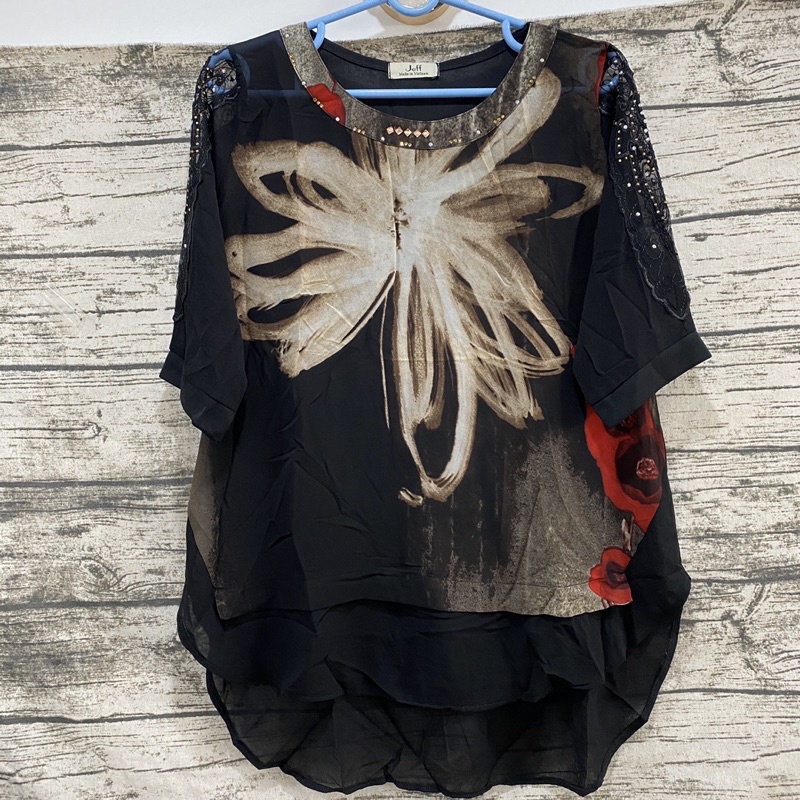 Áo voan nữ tay phối ren