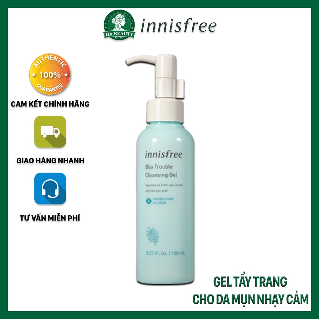 Gel tẩy trang dưỡng ẩm cho da mụn từ Bija innisfree Bija Trouble Cleansing Gel 150ml