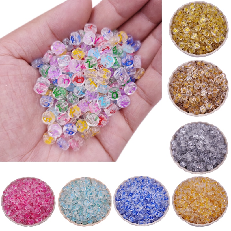 Bộ 50 Hạt Xâu Làm Trang Sức Hình Chữ Cái 7MM Nhiều Màu Sắc