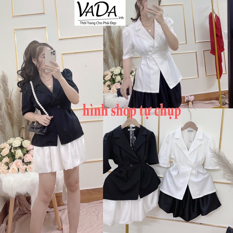 Sét áo cổ vest + chân váy 2 lớp có lót quần SIÊU SANG - Thời Trang VADA (S14)