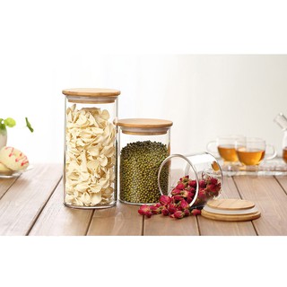 Lọ thủy tinh nắp tre 500ml đựng thực phẩm