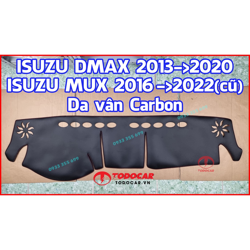 Thảm Taplo ISUZU DMAX bằng Nhung lông Cừu, Da vân Carbon, Da vân Gỗ
