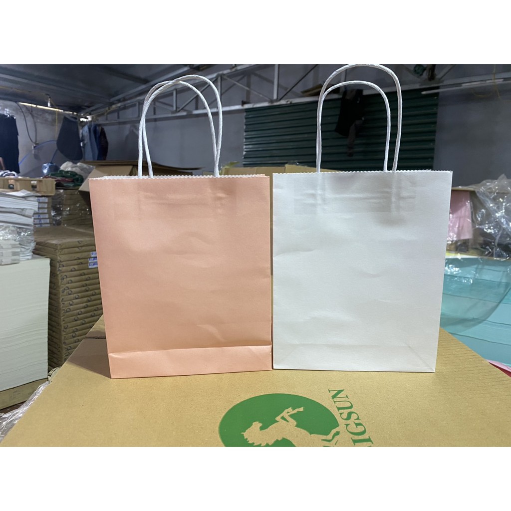 100 Túi giấy Nhật 17x21x6cm quai giấy xoắn cao 21cm ngang 17cm hông 6cm  dáng đứng SET 100 CÁI