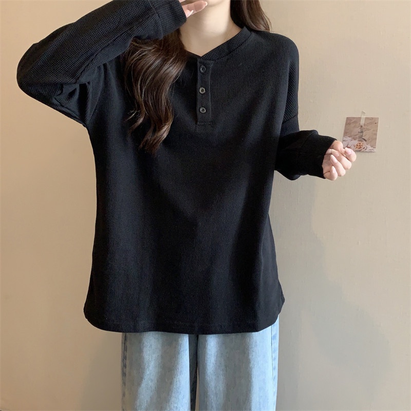 Áo SUXI tay dài dáng rộng đơn giản thời trang cho nữ