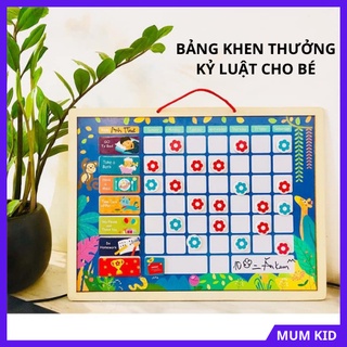 Đồ chơi gỗ cho bé 4 5 6 7 8 9 10 tuổi. Bảng khen thưởng kỷ luật các ngày có gắn nam châm tạo thoi quen tốt cho bé