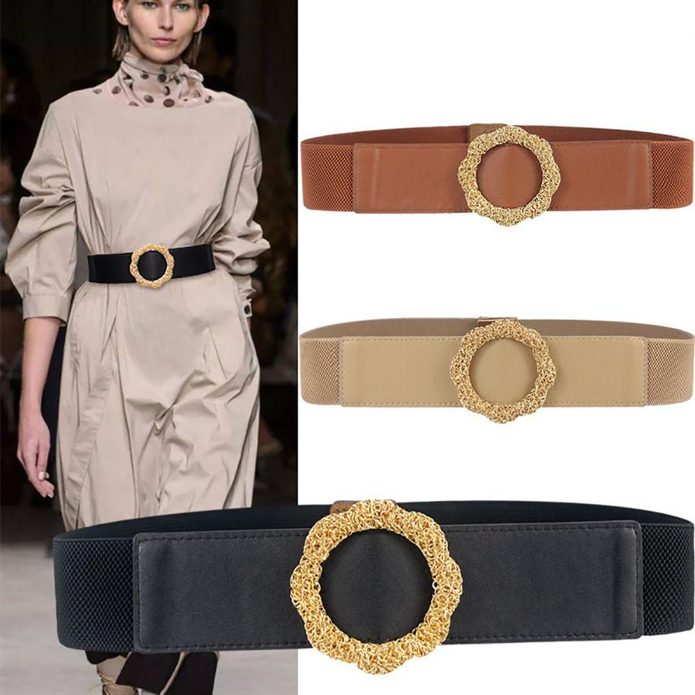 Thắt Lưng Vải Canvas Phối Hoa Bằng Da PU Màu Ngà Phong Cách Hàn Quốc Sang Trọng