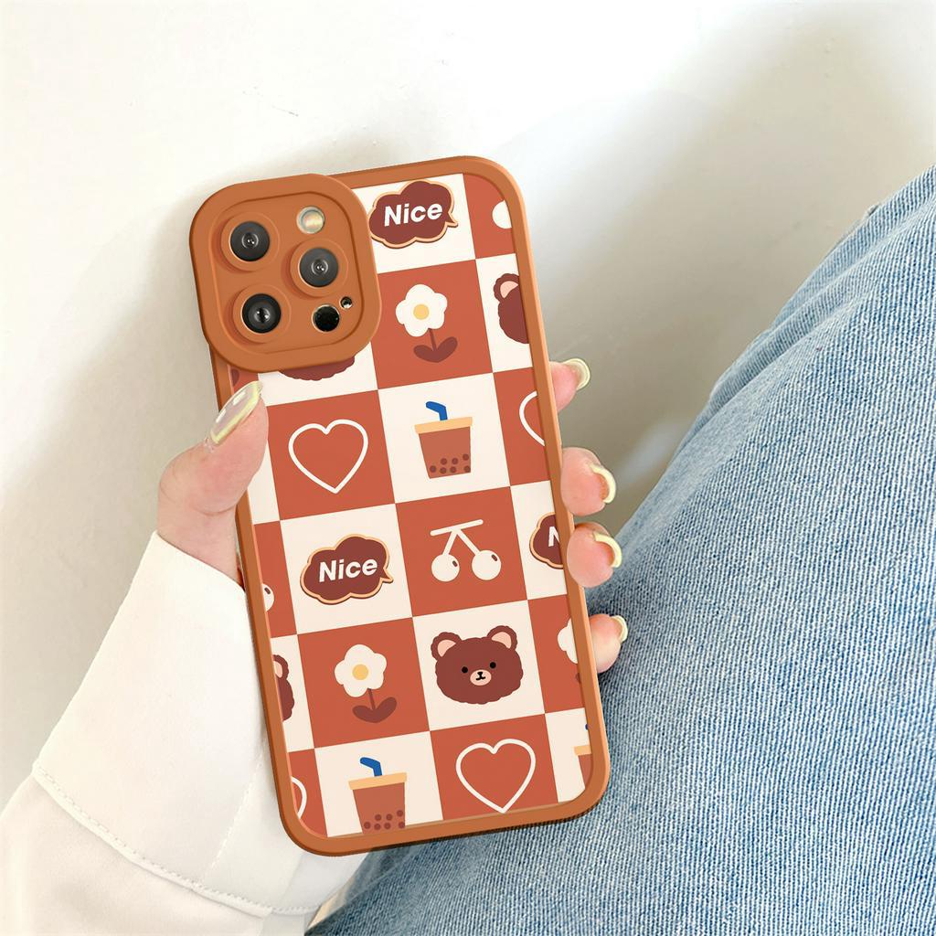 Ốp lưng iphone Gấu hoa xinh cạnh vuông 6/6plus/6s/6splus/7/7plus/8/8plus/x/xs/11/12/13/14/pro/max/promax/plus/shin/case