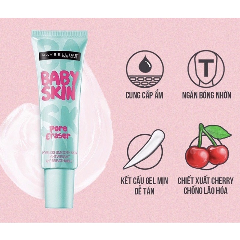 Kem Lót Làm Mịn Da, Che Khuyết Điểm, Se Khít Lỗ Chân Lông Maybelline Baby Skin Pore Eraser 22ml