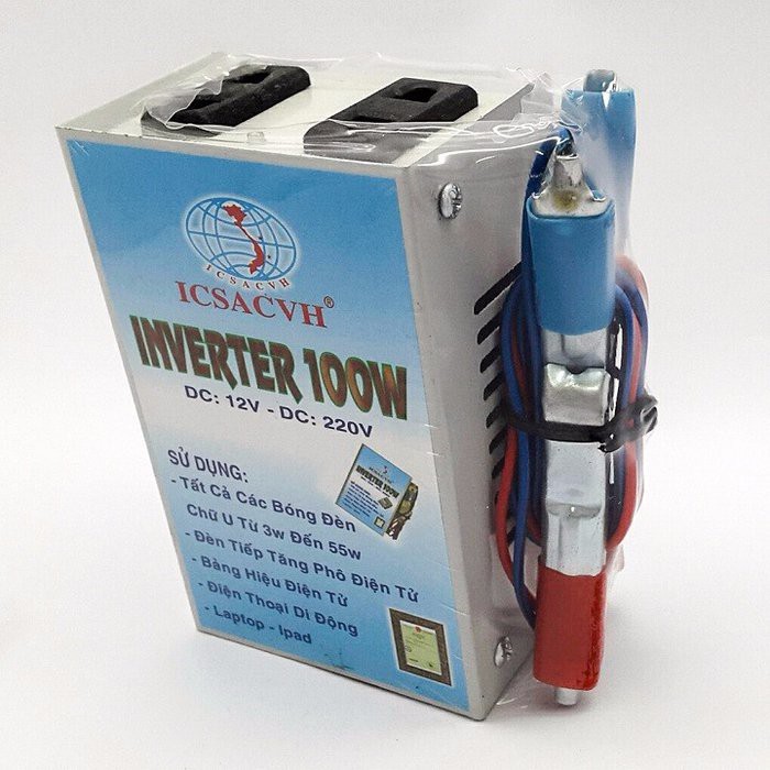 Bộ kích điện 12V Lên 220V 100W Có Sẵn Ổ Cắm