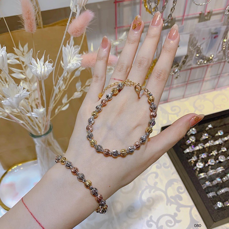 Lắc Tay Bi Xi Mạ Phối Ba Màu - ảnh thật