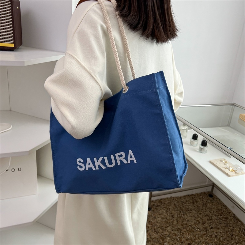 IELGY Túi Đeo Vai Vải canvas In Chữ Phong Cách Hàn Quốc Thời Trang Cho Nữ